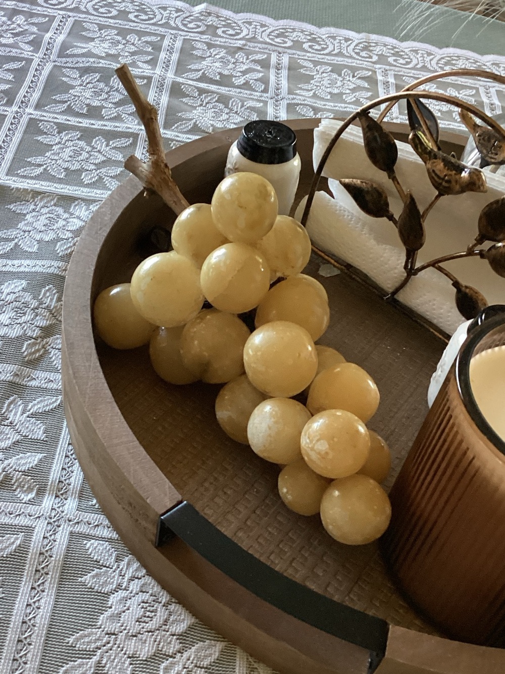 Large vintage alabaster marble stone grapes cluster mid century mcm